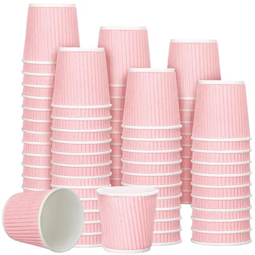 Miniatura 11 de Yaomiao 200 tazas de café expreso desechables de 4 onzas, con aislamiento de papel corrugado ondulado, para fiestas, bebidas frías, té y bebidas