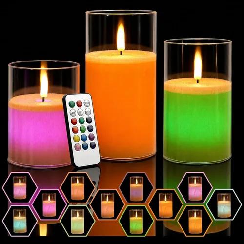 Miniatura 15 de Velas de té recargables sin llama con temporizador remoto y base de carga, velas LED que funcionan con pilas, velas USB para otoño, boda, Navidad