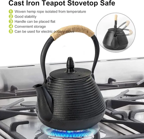 Miniatura 7 de TOWA Workshop Tetsubin - Tetera de hierro fundido con infusor de acero inoxidable Pagoda 30 oz / 30.4 fl oz
