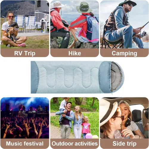Miniatura 4 de Saco de dormir de 0 grados para adultos, compacto, ligero, para clima frío, para 2-3 estaciones, camping, mochilero, se adapta a 5°F ~ 50°F, 4.3