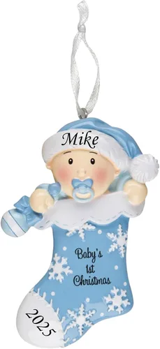 Miniatura 14 de Adorno de la primera Navidad del bebé 2025 – Recuerdo personalizado de las fiestas – Adorno personalizado de mi primera Navidad para bebé y nieto