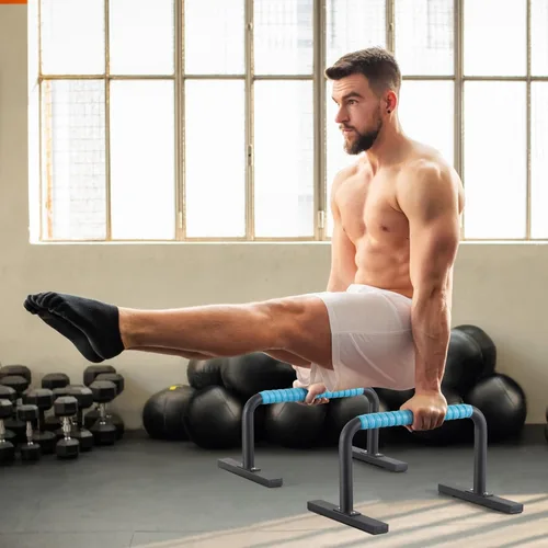 Miniatura 6 de Paraletas de entrenamiento de fuerza, barras de flexión, asas de flexiones, equipo de calistenia para entrenamiento en casa, barras de gimnasia Negro