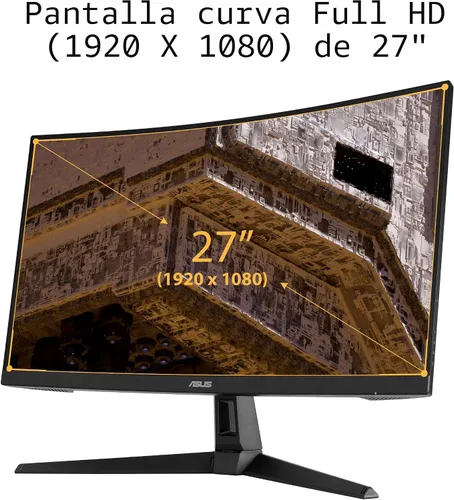 Miniatura 2 de ASUS TUF Gaming VG27VH1B - Monitor curvo de 27 pulgadas, 1080P Full HD, 165Hz (soporta 144 Hz), desenfoque de movimiento extremadamente bajo