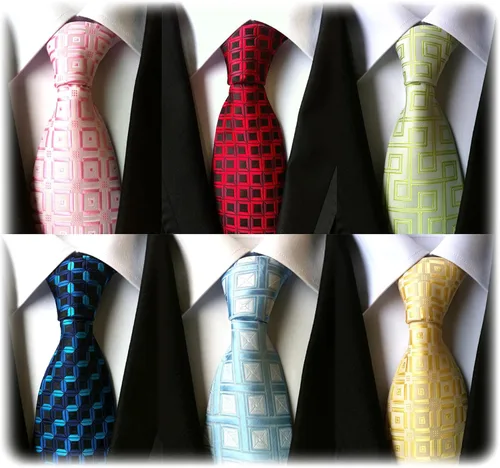 Miniatura 126 de WeiShang Lote de 6 corbatas clásicas de seda para hombre, corbatas tejidas jacquard