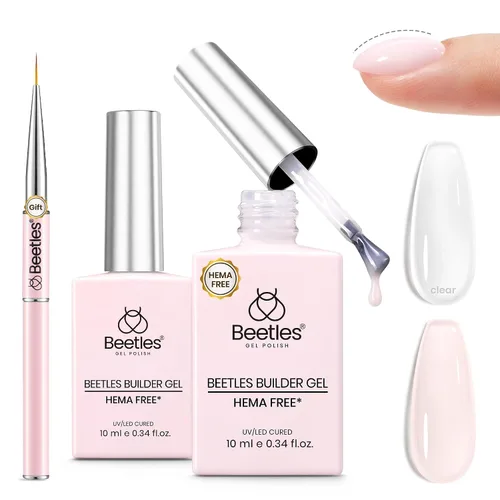 Miniatura 15 de Beetles Gel Constructor para Uñas, 3 Piezas de Gel Constructor de Uñas Transparente con Base y Capa Superior para Fortalecimiento de Uñas