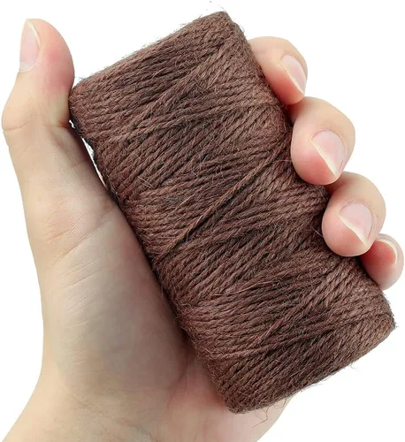 Miniatura 3 de JijAcraft Cuerda de yute de 328 pies, cuerda de cáñamo natural de 0.079 pulgadas de color para envolver regalos, 3 capas marrón para plantas Marrón