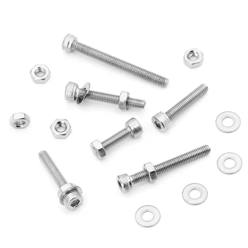 Miniatura 8 de Juego de 1310 tornillos de cabeza hexagonal M3 x 4/5/6/8/10/12/14/16/18/20/25/1.181 in, tornillos y tuercas planas, arandelas planas, acero