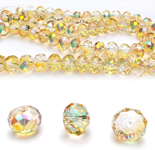 Miniatura 4 de Cuentas de vidrio Rondelle de 0.079 in para hacer joyas, cuentas espaciadoras de Briolette Crytal facetadas para pulseras, collares, aretes