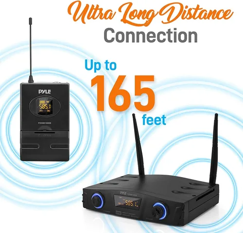 Miniatura 5 de PYLE Sistema de micrófono inalámbrico UHF compacto - Juego de receptor de micrófono digital de escritorio profesional de 1 canal con transmisor