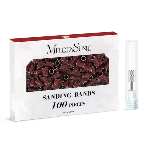 Miniatura 26 de MelodySusie - 100 bandas de lijado para brocas de uñas para lima eléctrica, de grano #80 grueso para limar uñas acrílicas, manicura y pedicura
