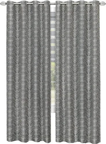 Miniatura 3 de Achim Home Furnishings Python - Panel de cortina con ojales, 52 x 84 pulgadas, negro/plateado
