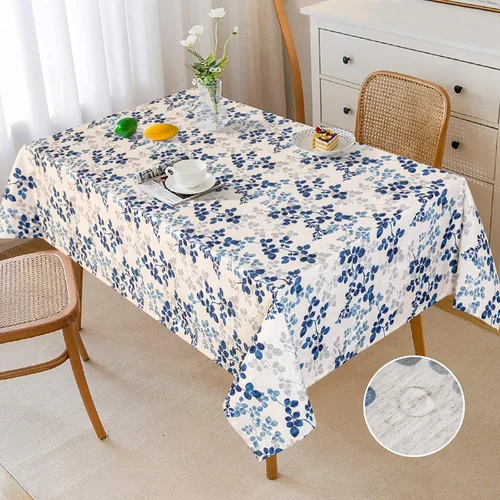 Miniatura 17 de MYSKY HOME - Mantel para mesa rectangular, impermeable, manteles de algodón suave para interior/exterior, mantel sin arrugas para mesa rectangular