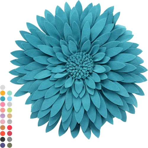 Miniatura 15 de Almohada decorativa 3D de flores de margarita, manta de girasol de 14.5 x 13 pulgadas, decoración redonda para el hogar para sofá y cama