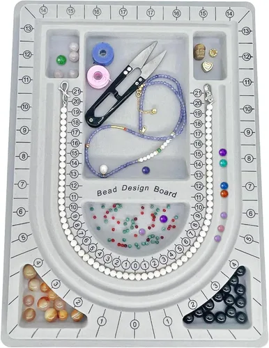Miniatura 8 de SXDMHYB Tablero de diseño de cuentas, bandeja de producción de joyas de bricolaje, tablero de cuentas flocadas para pulseras, cuentas de collar