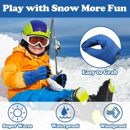 Miniatura 4 de Sarfel Guantes de nieve para niños, guantes impermeables para niños, guantes de esquí para niñas, guantes de invierno para niños, guantes