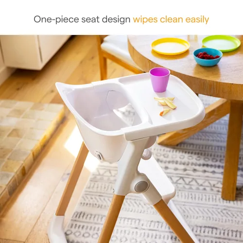 Miniatura 4 de Munchkin Float - Silla alta para bebés y niños pequeños, plegable para un fácil almacenamiento, color blanco con patas de madera