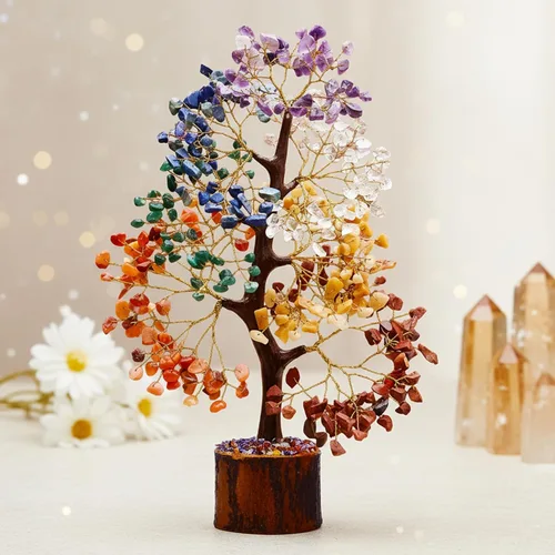Miniatura 7 de Árbol de 7 chakras, árbol de la vida de cristal, árboles de Feng Shui, energía positiva, regalo de meditación, cristales y piedras, artículos A0