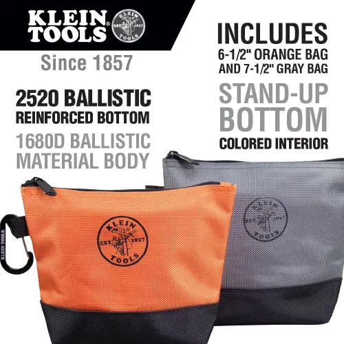 Miniatura 2 de Klein Tools 55470 - Bolsa utilitaria, bolsas de herramientas con cremallera de pie, tejido balístico resistente 1680d, parte inferior reforzada