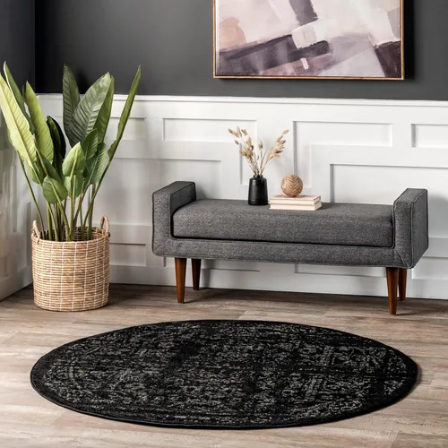 Miniatura 12 de nuLOOM Arlena - Alfombra de área tradicional vintage - Alfombra de acento de 2 x 3 pies, moderna/contemporánea, negro/gris, alfombras para sala