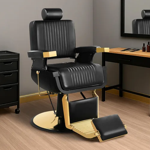 Miniatura 10 de Reclining Barber Chair for Barbershop, Professional Barber Salon Chair for Hair Stylist, 360 Swivel Styling Chair with Adjustable Headrest &