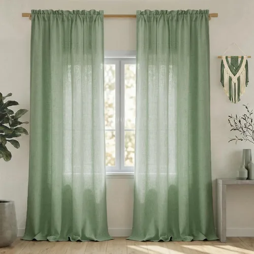 Miniatura 39 de Mrs.Naturall - Cortinas transparentes con bolsillo para barra de 36x63 pulgadas de lino mezclado negro