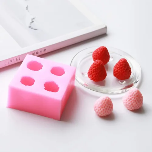 Miniatura 3 de 2 moldes de silicona 3D de fresa, materiales de silicona de seguridad de grado alimenticio para hornear, moldes de mousse de postre, cubitos