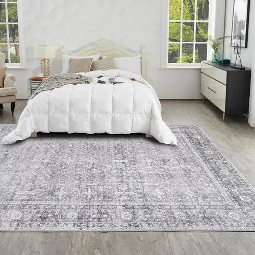 Miniatura 402 de Syalife 4x6 Alfombra Lavable para Área, Ultra Suave Antideslizante, Pila Baja, Alfombra Vintage Resistente a Manchas para Sala de Estar, Alfombra