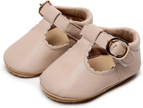 Miniatura 2 de HONGTEYA Zapatos planos Mary Jane para bebés y niñas, antideslizantes, para los primeros pasos, suela suave, piel sintética, zapatos de cuna