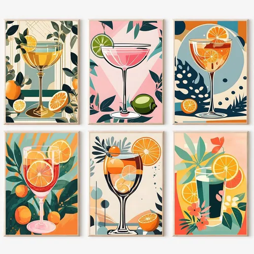 Miniatura 22 de JATOK Paquete de 6 kits de pintura por números para adultos, kits de pintura para principiantes en lienzo de colores con símbolos claros, pintura