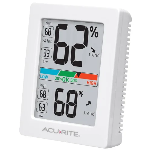 Miniatura 2 de AcuRite Medidor de humedad higrómetro y termómetro digital para interiores con medidor de temperatura y medidor de humedad, termómetro de Blanco