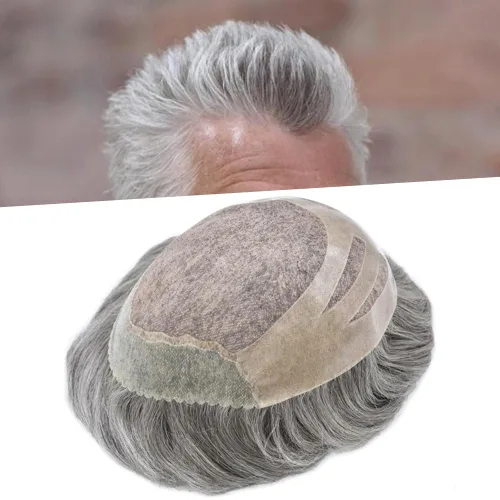 Miniatura 15 de LYRICAL HAIR Sistema de cabello humano Toupee de repuesto para hombre, monofilamento para hombre, postizo de polietileno PU, unidad de cabello