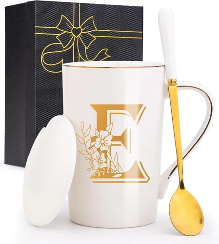 Miniatura 23 de Tazas personalizadas con iniciales en letra A con flores, taza de café personalizada con letra A, tazas personalizadas con letras geniales