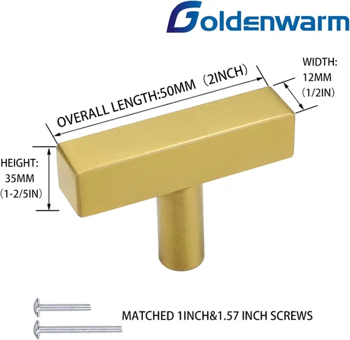 Miniatura 2 de Goldenwarm LS1212GD - Paquete de 15 tiradores de latón cepillado para cajones de cocina, manijas de acero inoxidable para cajones de cocina LS1212GD