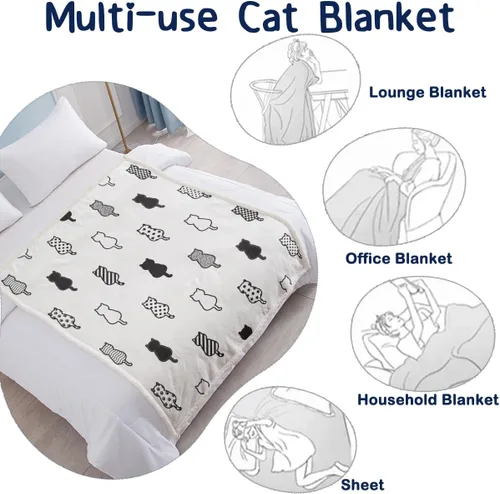 Miniatura 7 de Manta mullida de gato para mujer, manta acogedora de sherpa y gatos, lindas mantas suaves para personas amantes de los gatos, manta de felpa Kawaii