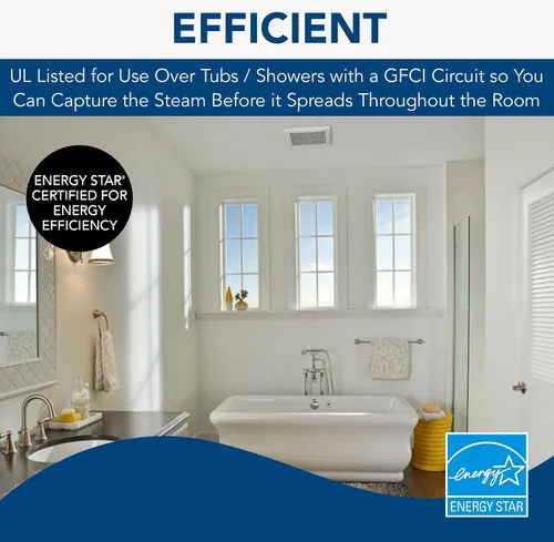 Miniatura 5 de Broan-NuTone AE50 - Ventilador de ventilación con instalación en el lado de la habitación, Certificado ENERGY STAR, para techo o pared, 50 CFM, 0.5