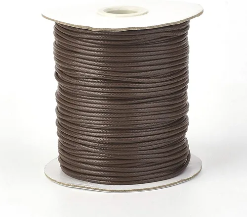 Miniatura 29 de Cordón de poliéster encerado coreano de 100 yardas, hilo de cordón trenzado beige para collar, cuerda de alambre de 0.079 pulgadas con carrete