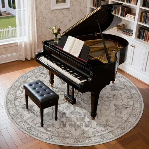 Miniatura 183 de jinchan Lima - Alfombra simétrica floral geométrica lavable, alfombra de entrada de medio círculo de 2 x 3, alfombra de media luna, suave y Azul