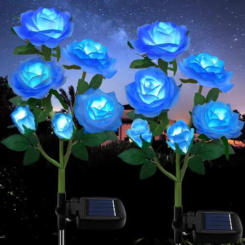 Miniatura 8 de Luces solares de estaca de jardín para exteriores, luz LED mejorada con 6 rosas, luces decorativas solares impermeables para patio, camino, patio