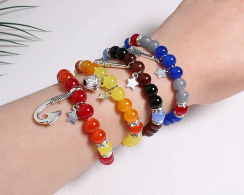 Miniatura 7 de QqzsJewls Pulseras inspiradas en FNAF, regalos de disfraz para fanáticos del juego Fnaf, pulseras de piedra con cuentas para niños y niñas, regalos