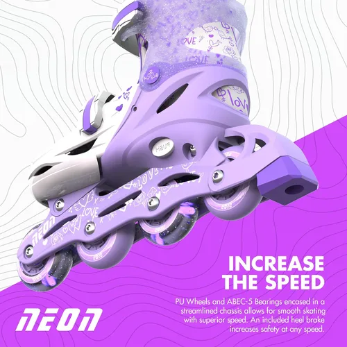 Miniatura 3 de Yvolution Patines en línea ajustables de neón – Patines para niños con ruedas iluminadas – Tallas J12–6, para niños y niñas a partir de 5 años
