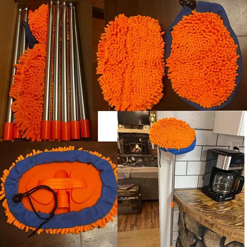 Miniatura 7 de Limpiador de pared, máx. 13 pies + trapeador de pared con mango largo, trapeador de polvo de techo con poste de extensión de codo de 15° que ahorra