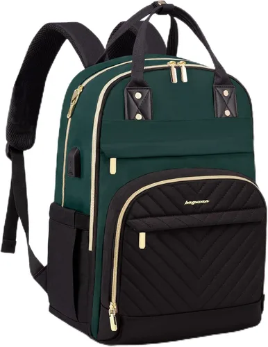 Miniatura 10 de Mochila para laptop para mujer, mochila de viaje de trabajo de 15.6 pulgadas con cargador USB, mochila universitaria impermeable, mochila