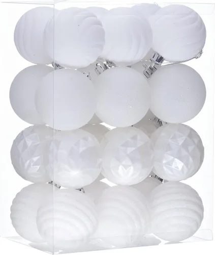 Valery Madelyn Juego de adornos navideños para árbol de Navidad, 24 unidades, adornos de bolas blancas inastillables, adorno colgante de 2.36 Blanco