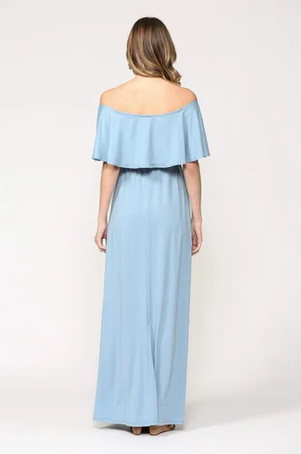 Miniatura 7 de Vestido de maternidad con hombros descubiertos, vestido largo para mujeres embarazadas, para fiestas de recién nacidos, o sesiones de fotos