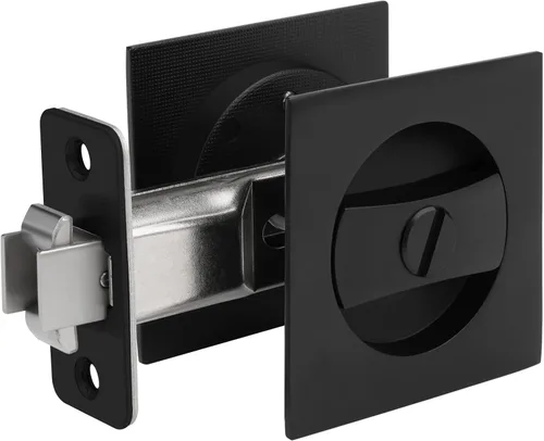 Miniatura 18 de goldenwarm Cerradura de Puerta Corrediza Redonda de Níquel Cepillado, Herrajes para Puerta Corrediza para Orificio Redondo de 2-1/8'', Manijas