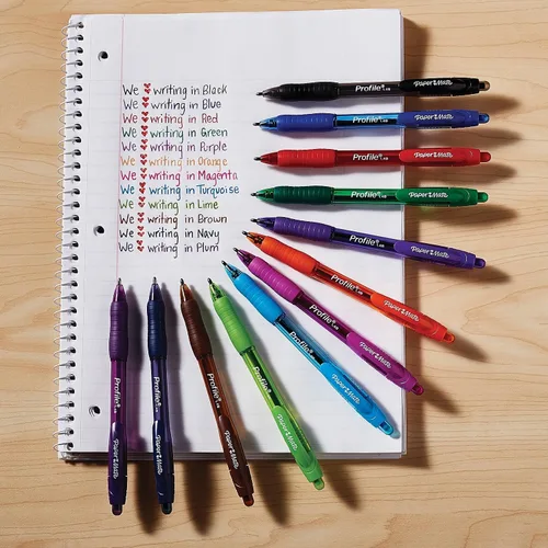 Miniatura 2 de Paper Mate Profile Bolígrafos retráctiles de punta redonda, negrita, 1.4mm, colores surtidos, 12 unidades - Para la vuelta a clases, hogar, oficina