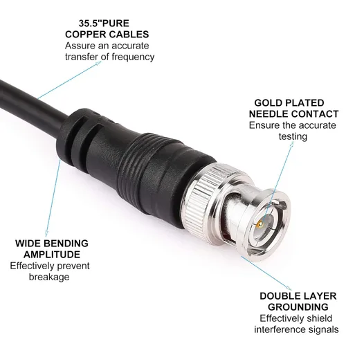 Miniatura 3 de Clyxgs BNC - Sonda de cable de prueba de clip de cocodrilo doble, sonda de osciloscopio BNC a clip de cocodrilo de 36.2 in (5 unidades)