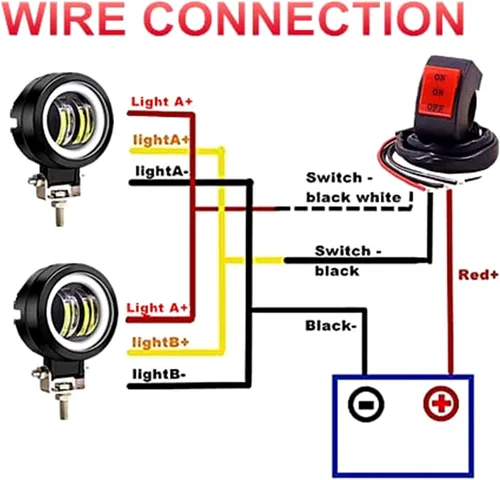 Miniatura 6 de Luces antiniebla de motocicleta Ourbest con interruptor, luces auxiliares de motocicleta de 3 pulgadas, luces led redondas halo, par de luces Rojo