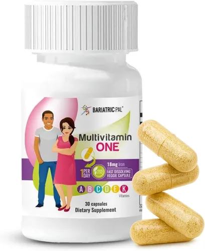BariatricPal Multivitamínico UNO 1 por día! Cápsula multivitamínica bariátrica con 18 mg de hierro | Cápsula fácil de tragar | Vitamina para