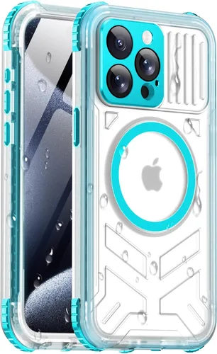 Miniatura 57 de Funda impermeable para iPhone 15 con Magsafe, protector de pantalla, cordón, IP68 militar de cuerpo completo a prueba de golpes, para deportes